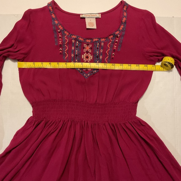 Flying Tomato Embroidered Dress Long Sleeve Burgundy - Picture 4 of 9